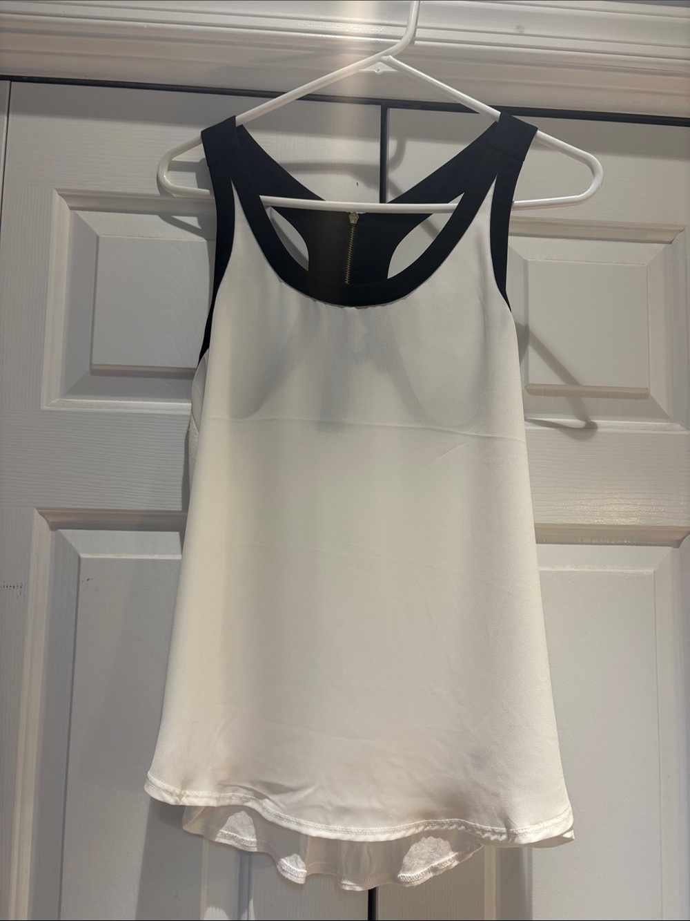 Express White Sleeveless Tank with Black Trim